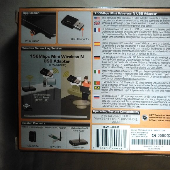 TRENDnet 150 Mbps Mini Wireless N USB Adapter; Model: TEW-648UB-Last ONE - Picture 6 of 14